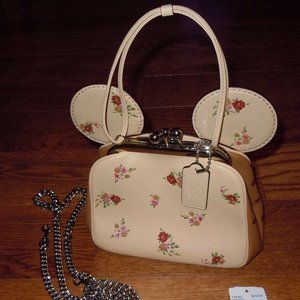 COACH DISNEY MINNIE MOUSE KISSLOCK SHOULDER / CROSSBODY HANDBAG FLORAL F29351